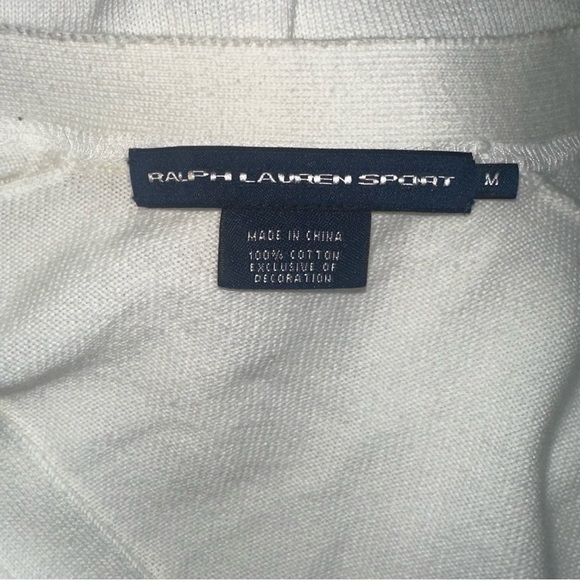 Ralph Lauren Sport Classic White V Neck Button Front Cotton Cardigan Sweater M - Picture 8 of 8
